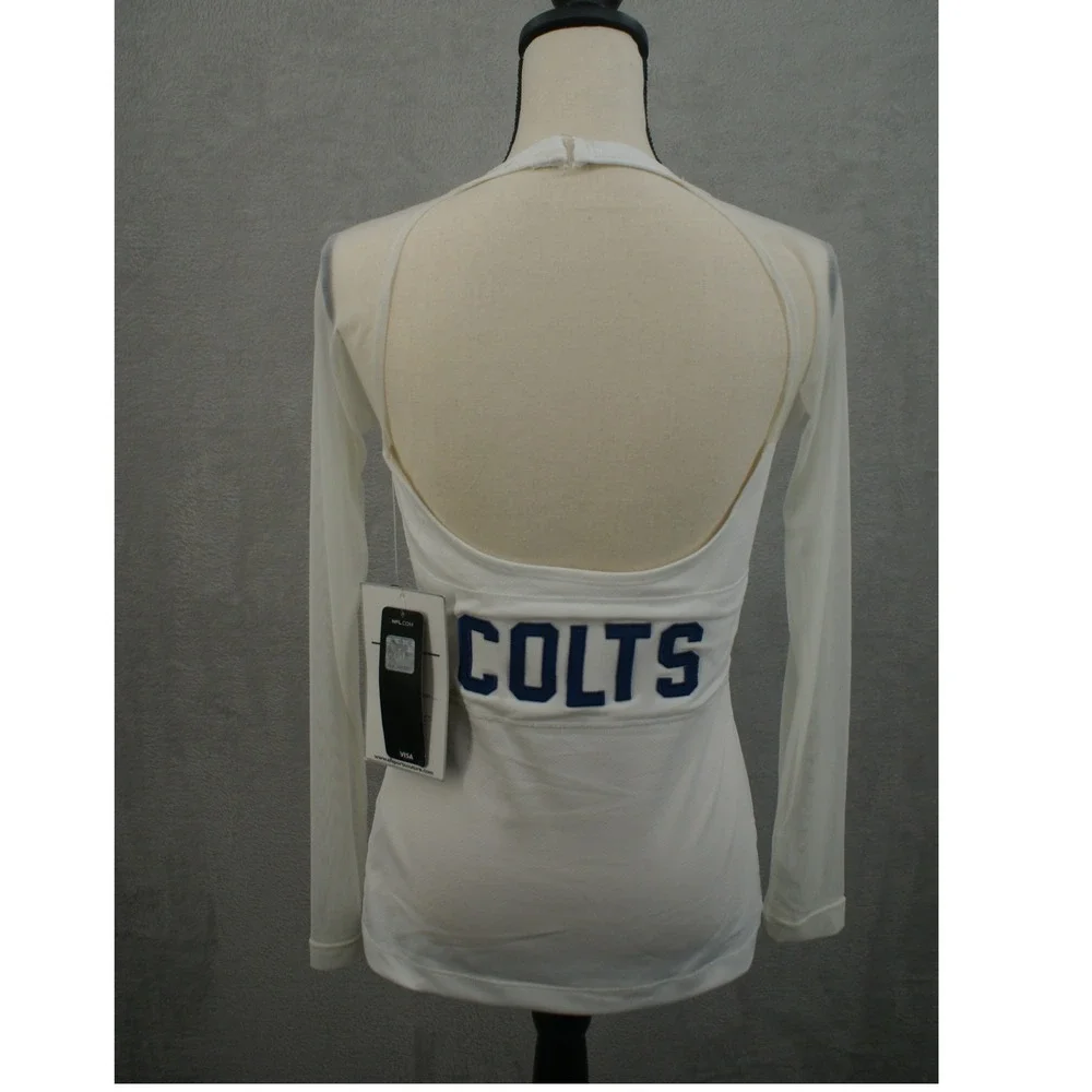 NFL Team Apparel Indianapolis Colts White Mesh Sleeve Open Back Top Medium NWT